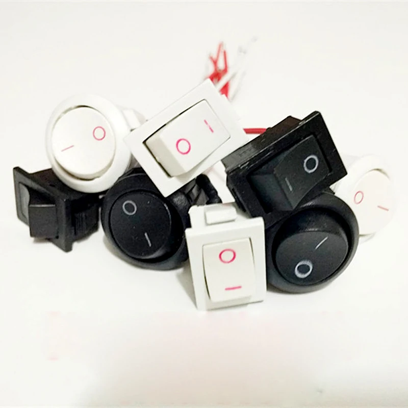 

Boat switch Lamp accessories Two small lines with thumbs Round Ship rocker Square switch 2 feet 6A With wires