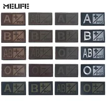 Souvenirs de sport vert noir Patch militaire groupe de Type sanguin patchs de broderie 3D A + B + AB + O + Badges tactiques positifs marron