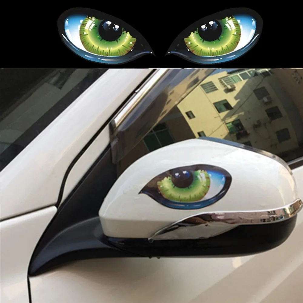 Горячие 2 шт. Реалистичные 3D Глаза наклейки для автомобиля-Стайлинг Светоотражающая наклейка Мода крышка двигателя автомобиля зеркало