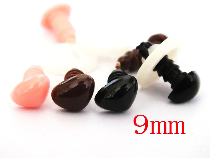 Free Shipping!! 9mm  Mixed colors Triangle Safety Nose / Plastic Nose 30pcs--Each color 10pcs 10pcs mixed candy colors coins purse plastic arc frame kiss clasps fermoir diy handbag handle 16x8 5cm