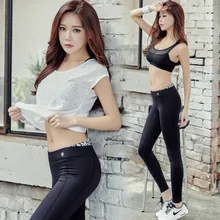 Для женщин спортивный костюм одежда для мальчика спортивная одежда топ, футболка+ с высокой талией для йоги штаны Спортивная одежда для бега женская спортивная одежда Для Фитнеса Йоги Набор