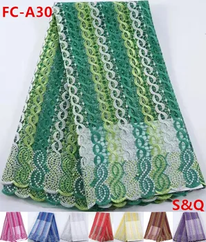 

Promotion!!popular 5yards african nigerian french lace with embroidered dress fabric african tull lace fabric for wedding FC-A30