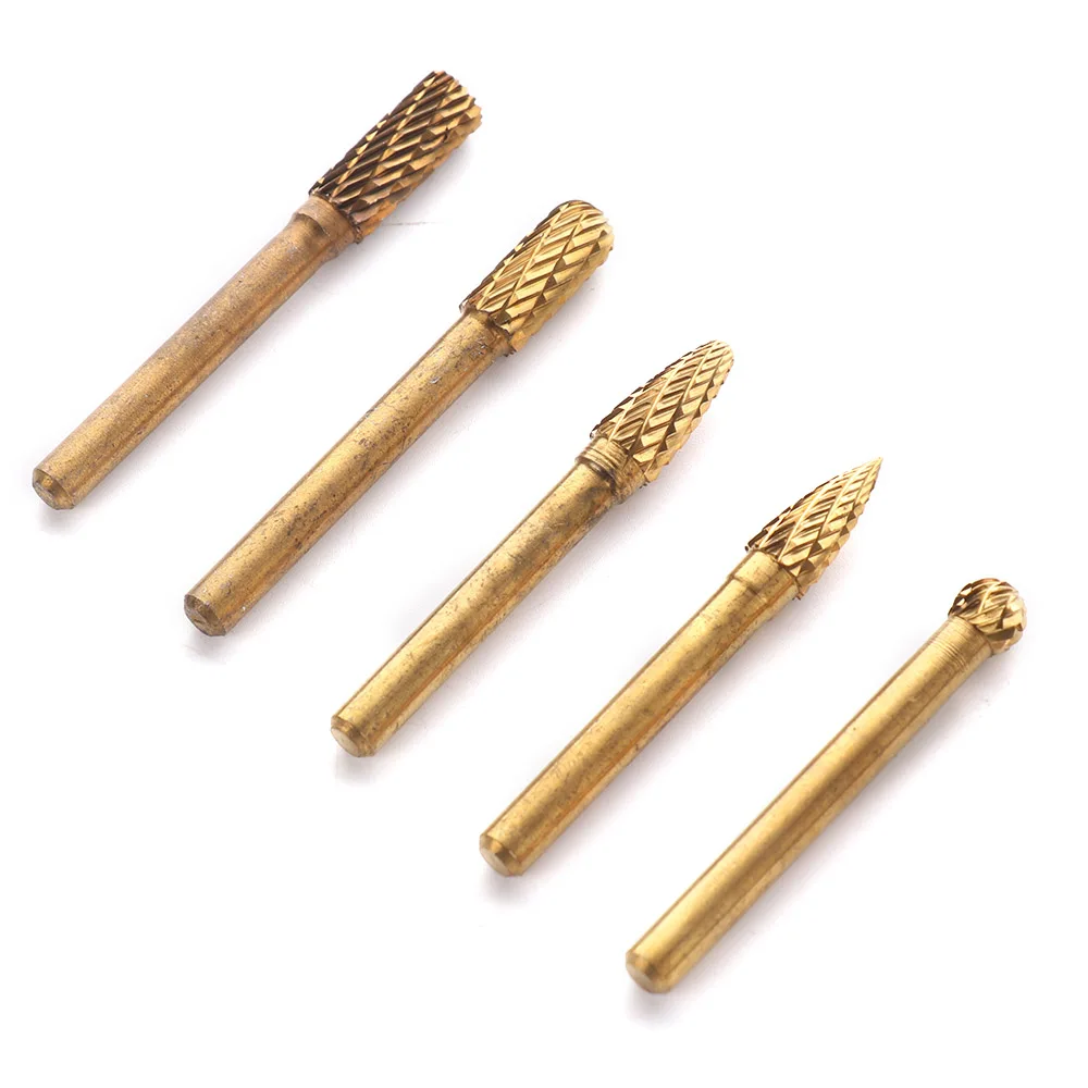 

5Pcs Tungsten Steel Grinding Burr 6mm Shank 8mm Head Rotary Cutter Bits Kit Wood Milling Burrs Cutter Set