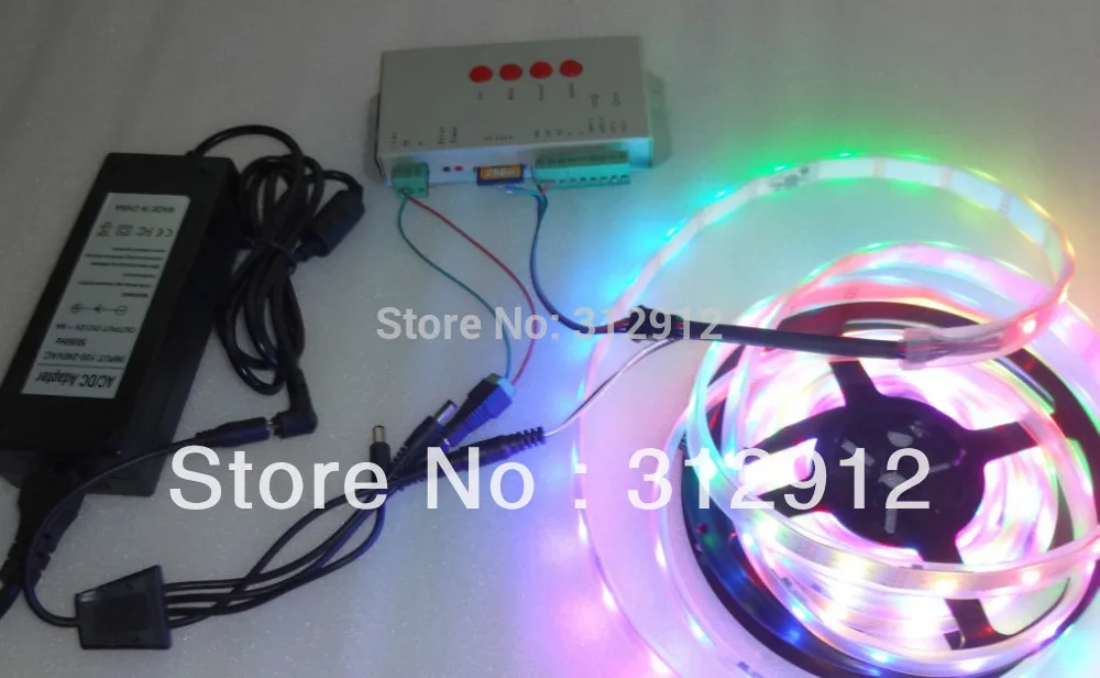 

5m DC12V IP68 30leds/m INK1003 led pixel srip+T-1000S controller+12V/5A power adaptor lighting kit