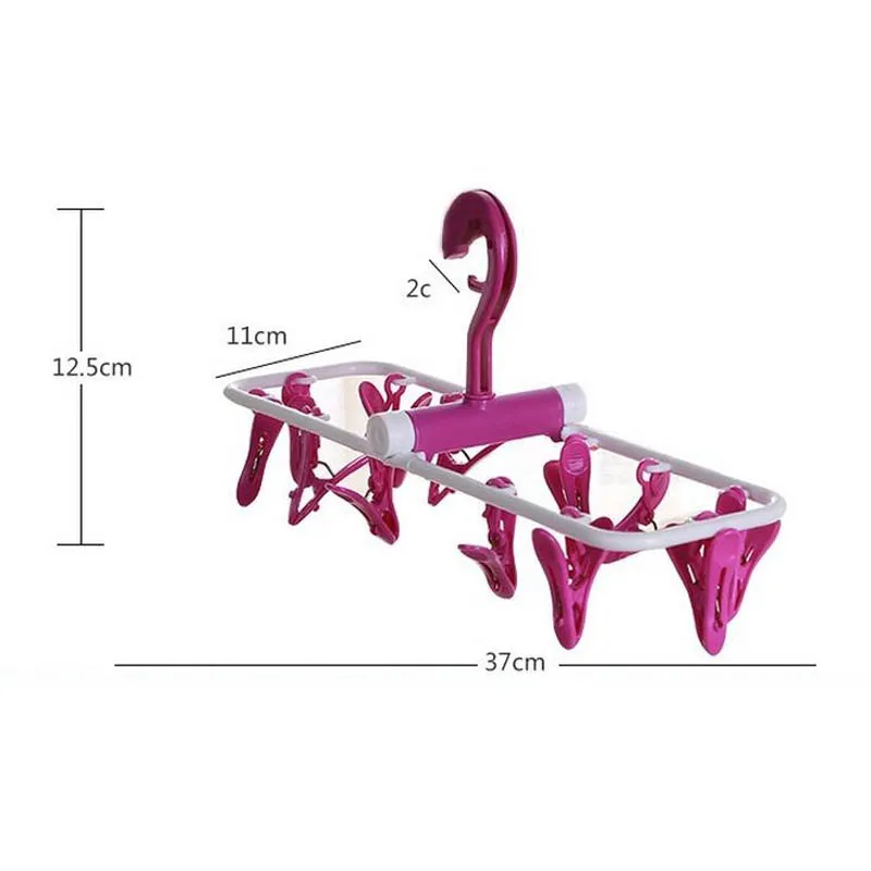 Пластиковая Складная вешалка для одежды 12 вешалка для одежды вешалка для носков цветная ветрозащитная модная сушилка для белья