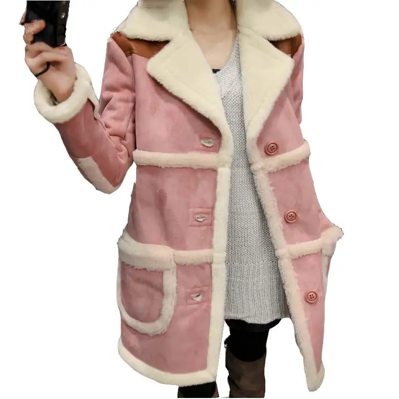 Зимняя куртка женская хлопковая куртка женская искусственная замша длинные овечья шерсть парки Женская одежда теплая куртка модная