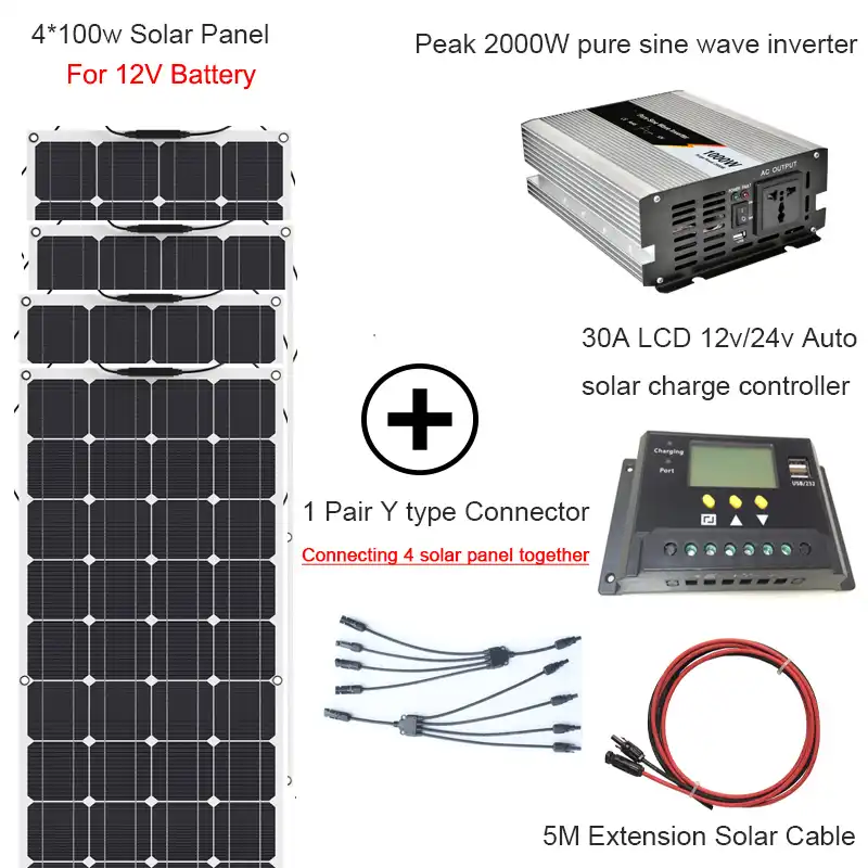 Newly 400w Solar System Home Diy Kit 100w Flexible Solar