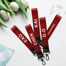 KPOP EXO брелок на ремешке BAEKHYUN SEHUN ремешок для мобильного телефона CHANYEOL XIUMIN аксессуары буквы ремни для мобильного телефона