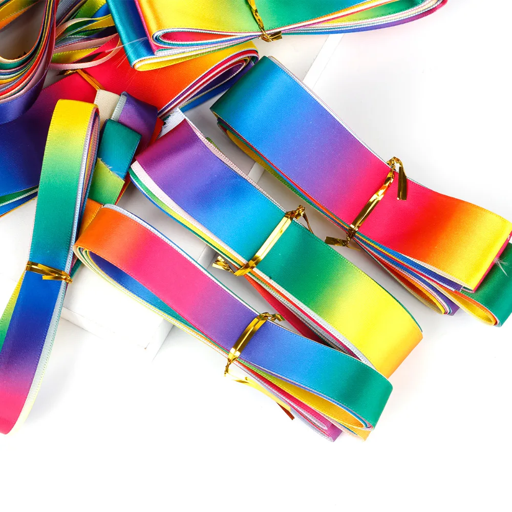 Rainbow Color Satin Ribbon 5Yard/lot 6 10 12 15 20 25 30 40 50mm for Wedding Party Christmas Decoration Gift Wrapping Ribbon Satin Ribbons Ribbon Decoration Ribbon Supplies Wrapping Ribbon Satin Ribbon Christmas Ribbon