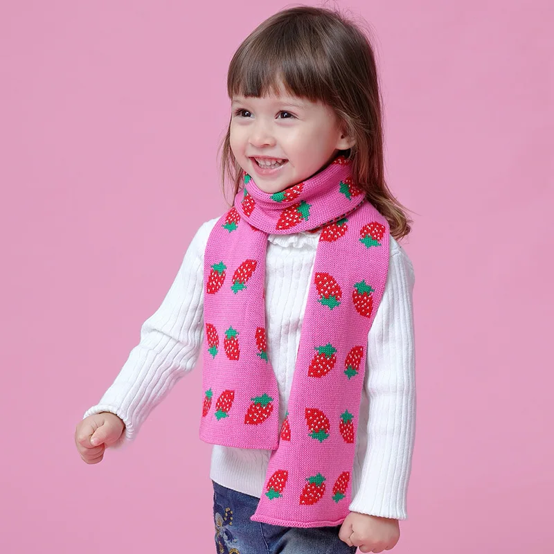 

Autumn Winter Girls Scarf Strawberry Cotton Knitted Scarves Warm Kids Scarfs Hot Sale