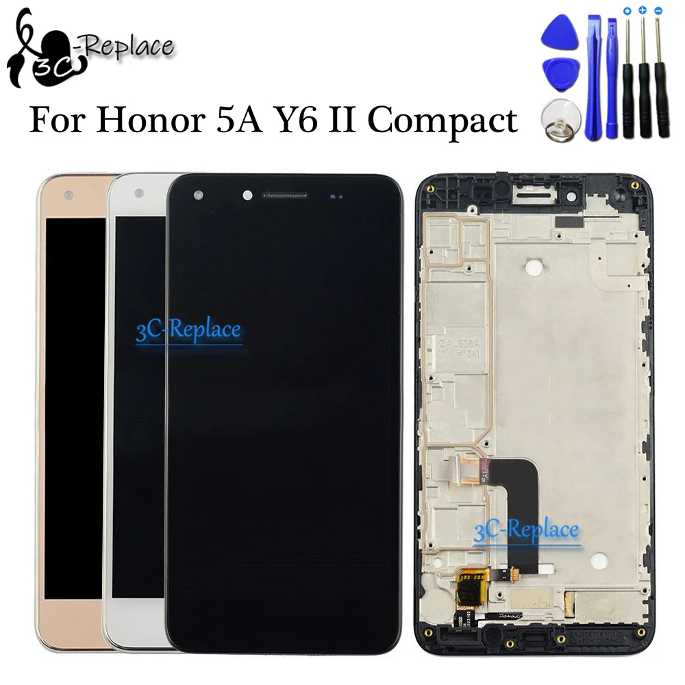 

5.0 inch For Huawei Honor 5A Y6 II Compact LYO-L01 LYO-L21 Full LCD DIsplay + Touch Screen Digitizer Assembly With Frame Tools