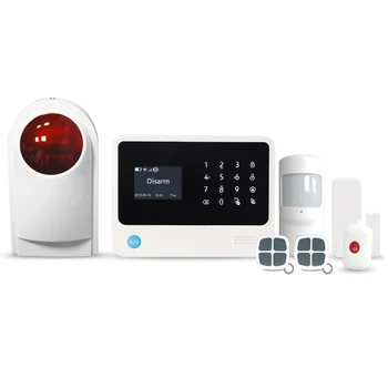

433MHz Appwireless control alarm system self-check door/window status WIFI/GSM/SMS security home alarm system with outdoor siren