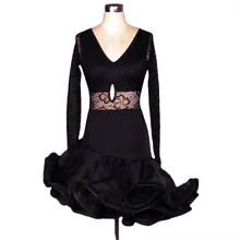 Платье для латинских танцев для взрослых/детей, черный/розовый ча/Румба, Женский/женский сексуальный танцевальный костюм, кружевная юбка Lulu Vestido De Baile Latino