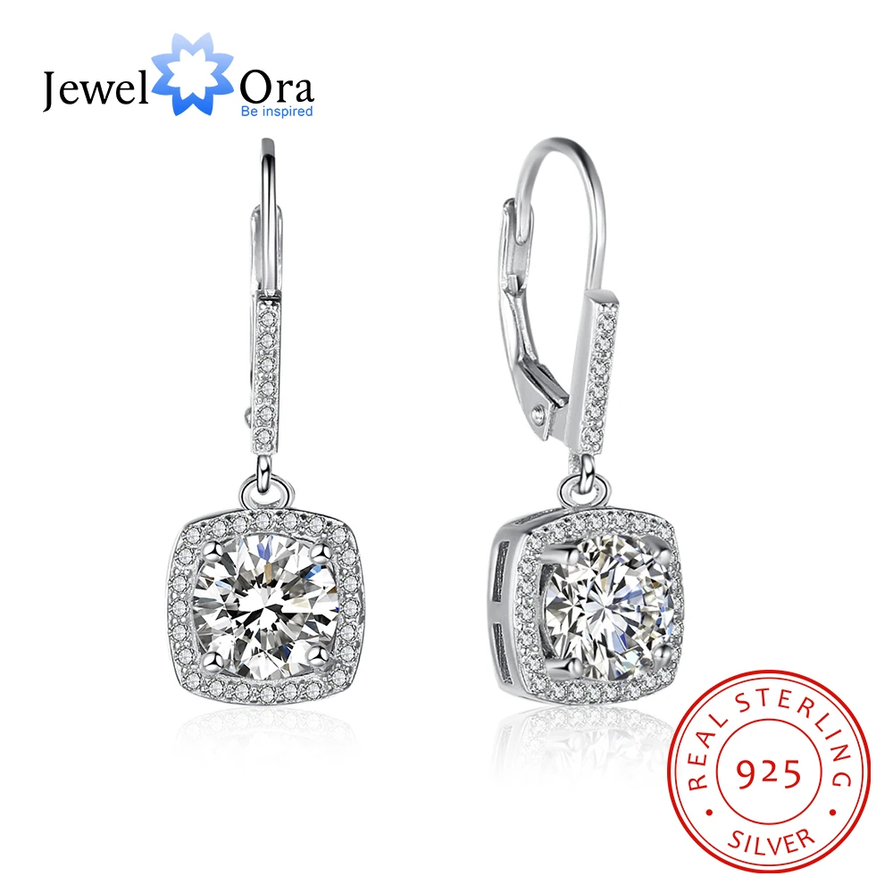 

Luxurious Cubic Zirconia Solid 925 Sterling Silver Dangle Earrings For Women Party Jewelry Gift For Girl (JewelOra EA102078)