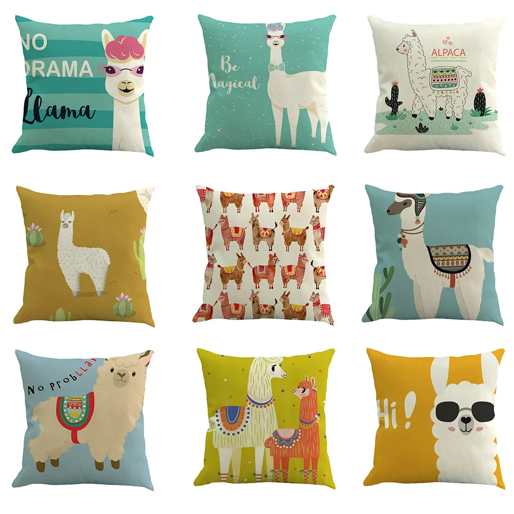 

New Design Alpaca Pattern Cushion Cover Decorative Pillows Cover For Sofa Seat Throw Pillow Case 45x45cm Home Decor
