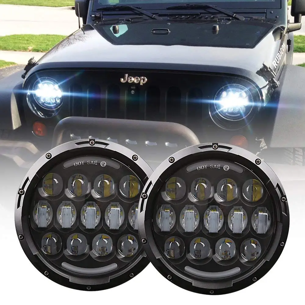 80W 7 inch Round LED Headlight with DRL High Low Beam for Jeep Wrangler 97-2017 JK TJ LJ JKU Rubicon Sahara Hummer H1 H2 80W 7 inch Round LED Headlight with DRL High Low Beam for Jeep Wrangler 97-2017 JK TJ LJ JKU Rubicon Sahara Hummer H1 H2