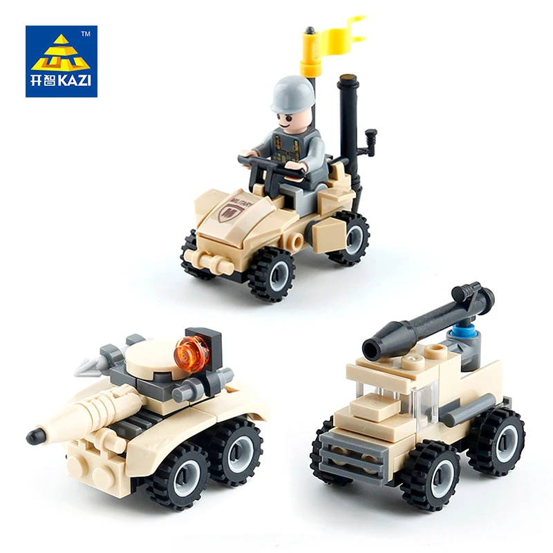 

KAZI Building Blocks Military Tank Destroyer Vehicles Model Car Truck Army Brinquedos Educational Toys Gift For Children Kids
