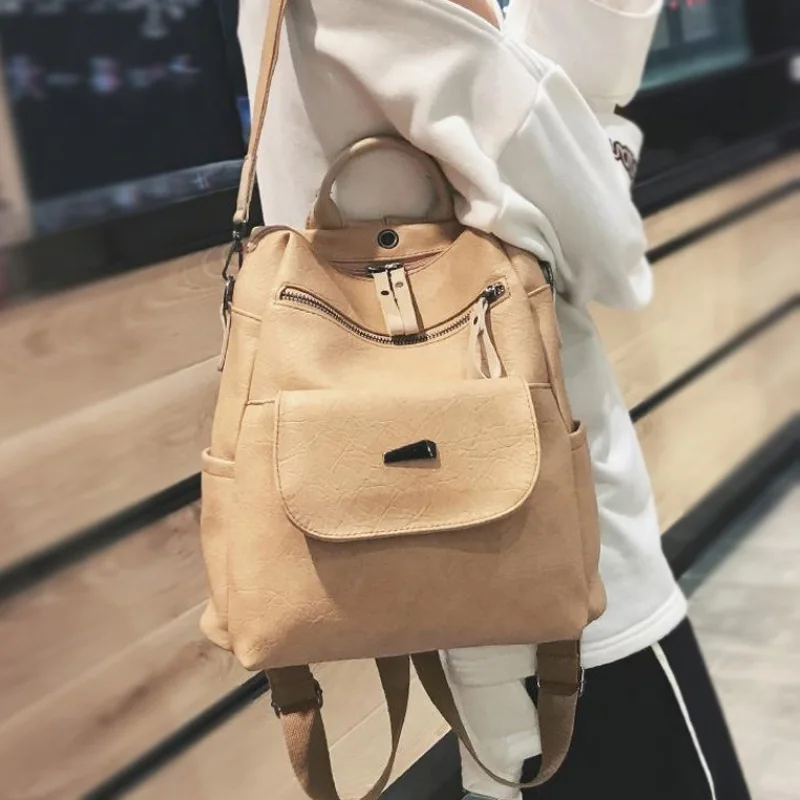 Billig Frauen Rucksack Weiblichen 2018 Neue Mode Weichen Multi funktion Straße Trend Schwarz Dame Rucksack Casual Pu Leder Schulter Tasche mädchen