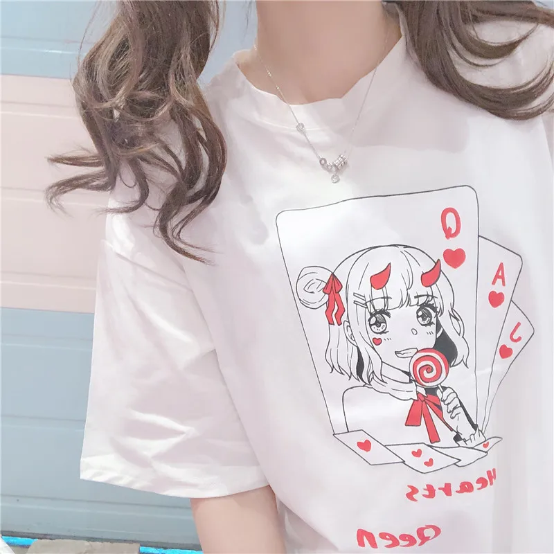 Neploe женская футболка с коротким рукавом Harajuku Janpanese Футболка с принтом для девочек Топ Повседневная Уличная одежда женские футболки 52535