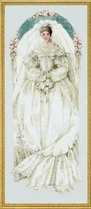 cs-2637 Cross Stitch Kit White Lace Wedding Dress Bride and Bouquet Happiness Love