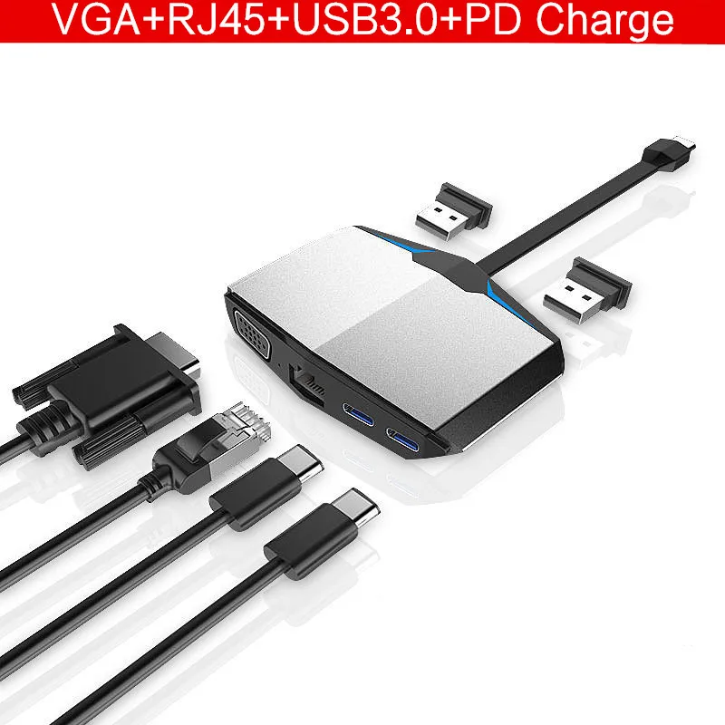 AJIUYU Тип-c HDMI конвертер VGA Thunderbolt 3 концентратора RJ45 Card Reader PD USB для hp сильнее X360 x2 ENVY 13/15/17 OMEN ноутбуки