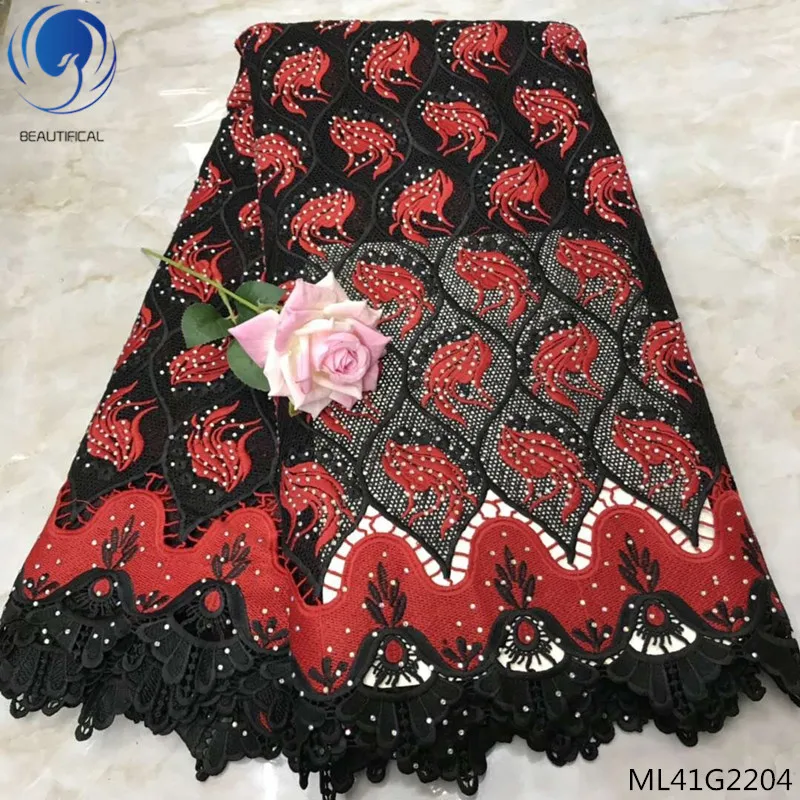 

BEAUTIFICAL guipure lace fabrics with rhinestones 2019 high quality cord laces dress water soluble lace 5yards/lot ML41G22