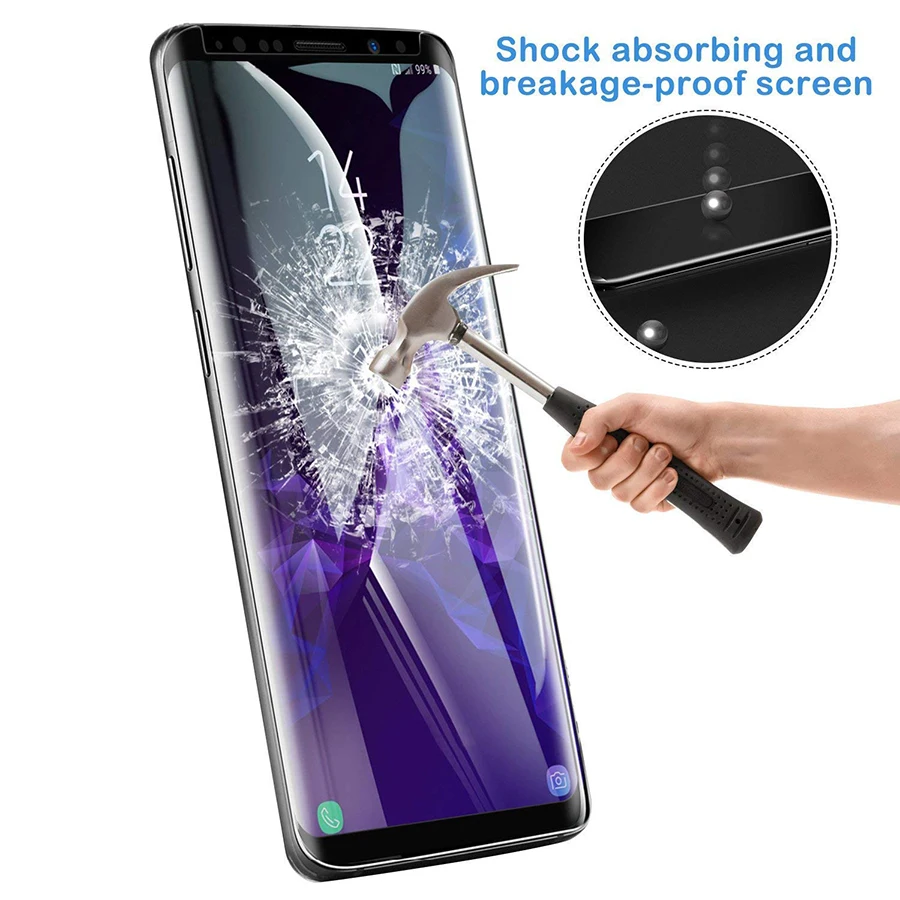 2 шт протектор экрана для samsung Note9 S8P S9 Plus S10 Plus полное покрытие закаленное стекло жидкий полный клей УФ светильник Note 10 Plus