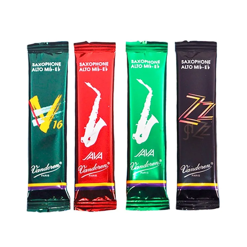 Vandoren SRMIXA3 Alto Sax Jazz Reed Mix Card включает 1 каждый ZZ, V16, JAVA Green и JAVA Red Strength 2,5