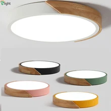 Nordic oak app pode ser escurecido led luzes de teto sala estar redonda liga multicolorido conduziu a lâmpada do teto quarto conduziu a luz teto dispositivo elétrico