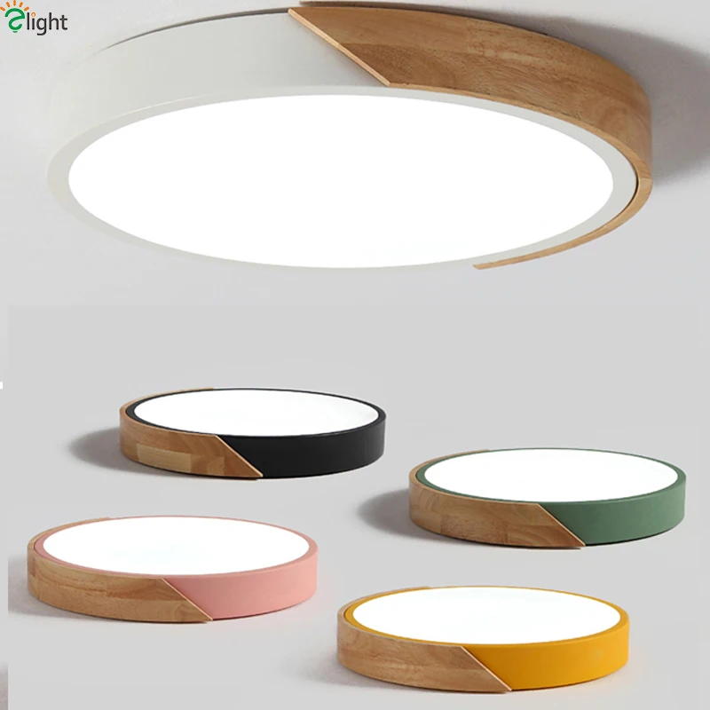  Nordic Oak App Dimmable Led Ceiling Lights Living Room Round Multicolor Alloy Led Ceiling Lamp Bedr - 32915631340