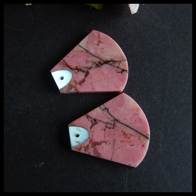 

Natural Rhodonite,Moon Stone fashion woman jewelry earring,Semi-precious stones jewelry accessories,31x29x3mm,13.5g
