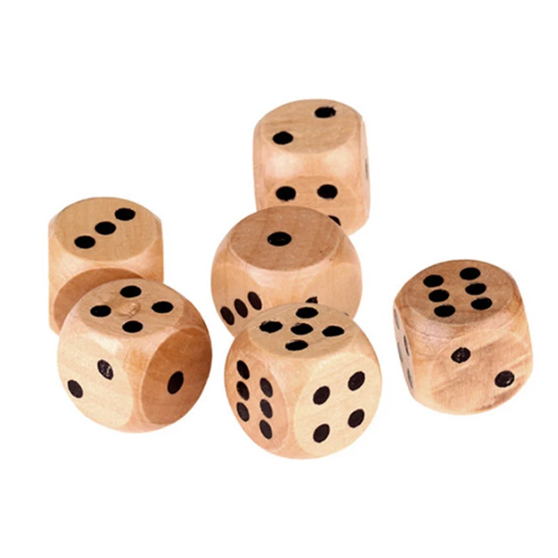 

Wooden Dices Points Round Corner For Family Board Game Tabletop Light weight Bar Party 6pcs Set 16mm