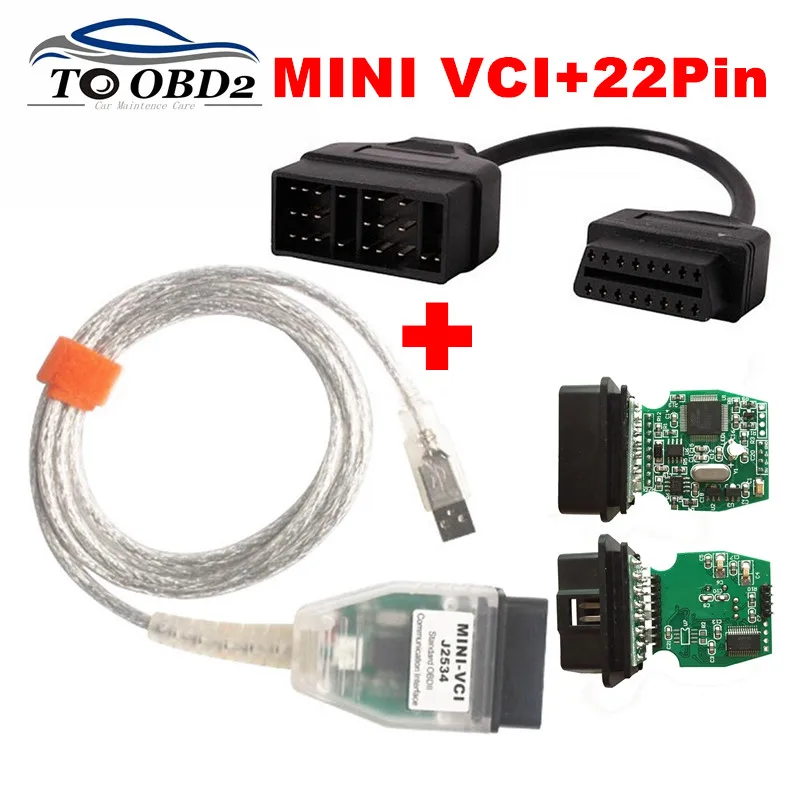 

MINI VCI FT232RL V13.00.022 Green Chip PCB+For Toyota 22Pin Auto Diagnostic Interface For For Toyota/Lexus OBDII MINI-VCI J2534
