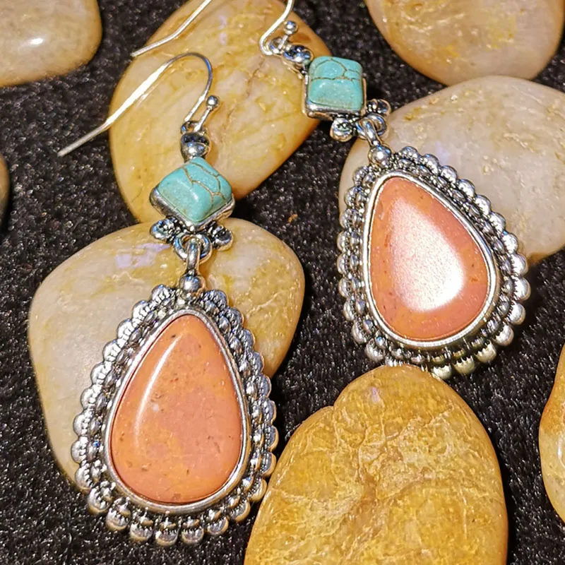 Vintage-Orange-Stone-Jewelry-Water-Drop-Dangle-Earrings-Boho-Fashion-Silver-Color-Statement-Drop-Earrings-Wedding (4)