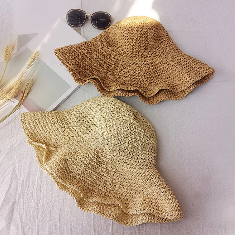 2019 الصيف أزياء المرأة سترو قبعة سيدة الصيف قبعة الشمس قناع كاب بنما نمط غطاء دلو قبعة القش قبعة للشاطئ في الهواء الطلق فتاة كاب