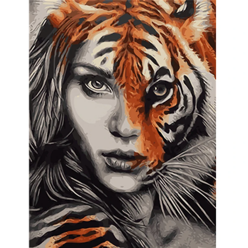 

Oil Paint DIY Painting By Numbers Human With Animals Paint With Numbers Home Decoration 40X50cm Canvas
