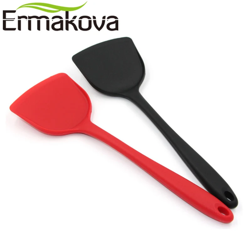 ERMAKOVA 1 шт. антипригарная силиконовая лопатка термостойкая длинная ручка