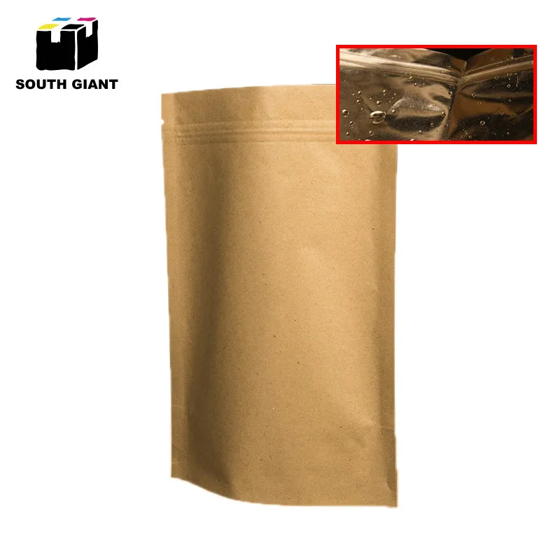 Kraft Stand Up Zipper Pouches Bag with Foil Inside Resealable Zip Closure Heat Seal for Food Packaging