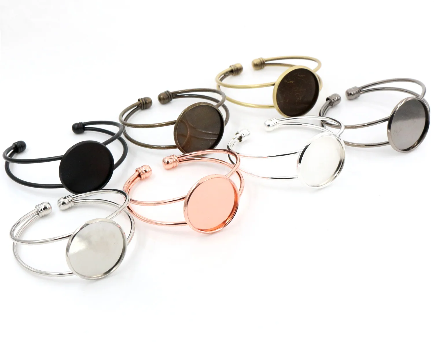 

High Quality 25mm 7 Colors Plated Bangle Base Bracelet Blank Findings Tray Bezel Setting Cabochon Cameo-
