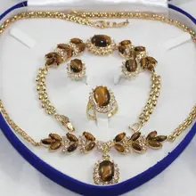 Натуральная желтая Золотая инкрустация тигровый кулон-глаз браслет серьги кольцо кварцевые тонкие позолоченные Свадебные широкие часы крылья королева