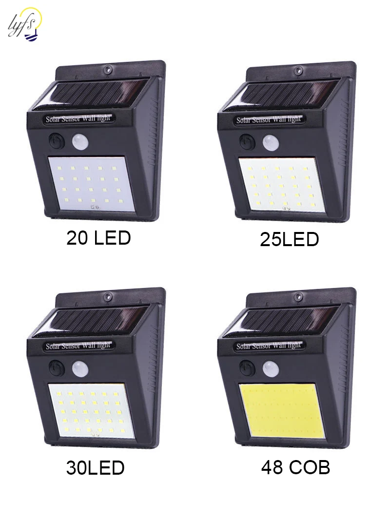 

Solar Lights Outdoor 20 25 30 48 LED Super Bright PIR motion sensor 3 Modes Switch Wireless Waterproof Solar Powered Security