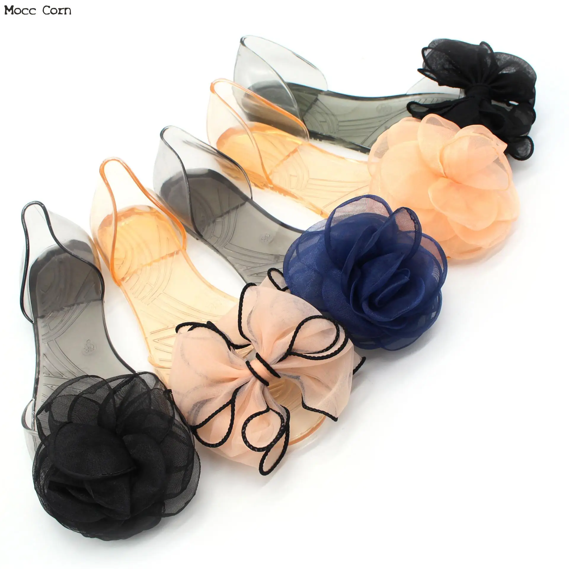 

Women Sandals 2019 Summer Jelly Shoes Women Casual Flat Fashion Bow Beach Sandals Flower Peep Toe Clear Flip Flops Flat Shoes