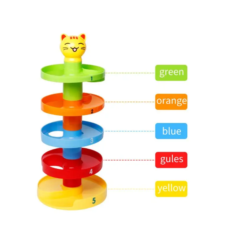 

Multi Colors Plates Pyramid Baby Puzzle Toys Rolling Balls Set Brain Teaser Educational Intelligence Development Exercising Tool