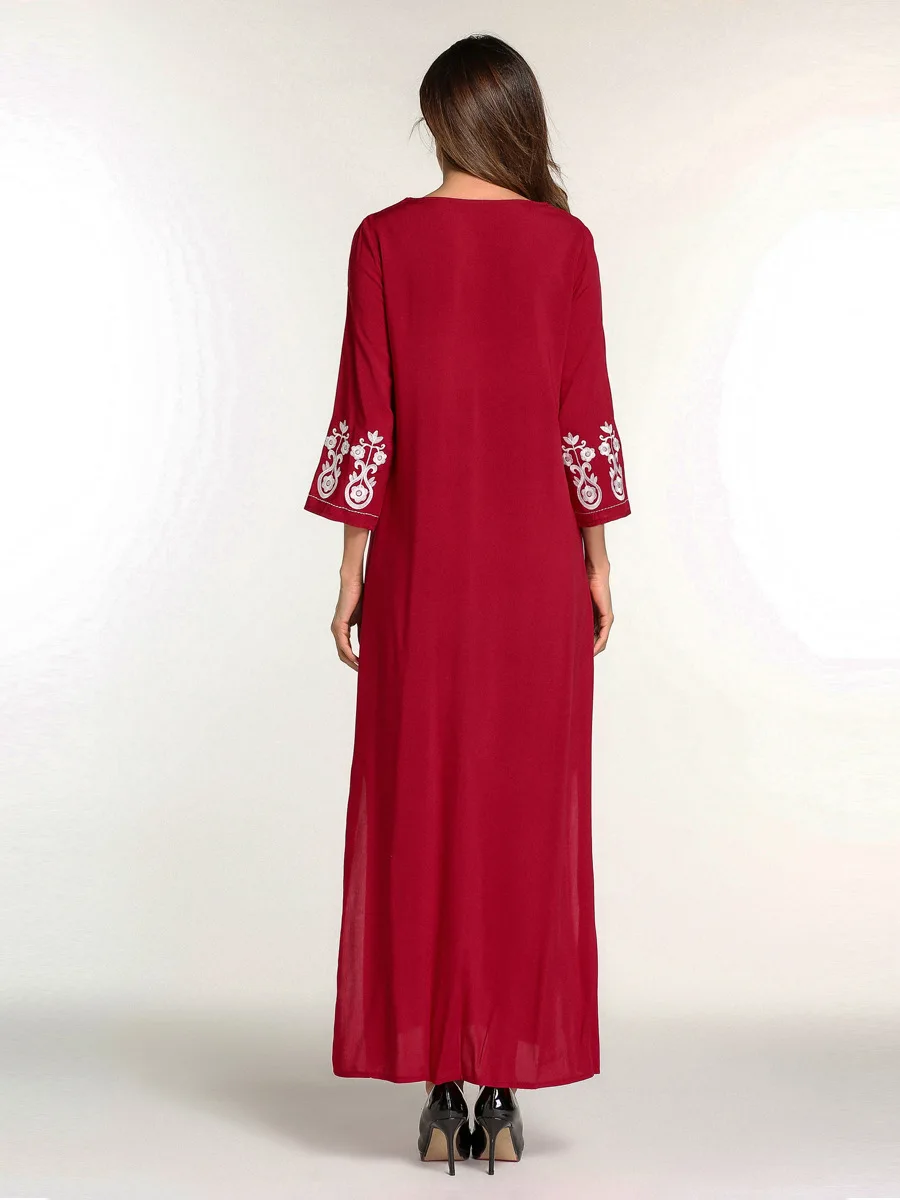 2019 женское винтажное платье с вышивкой Vestidos Элегантная туника длинными рукавами