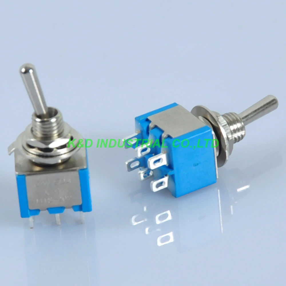 

5pcs Blue Mini Toggle Switch DPDT ON ON Solder 6Pin 6A for Guitar Amp Audio Tube