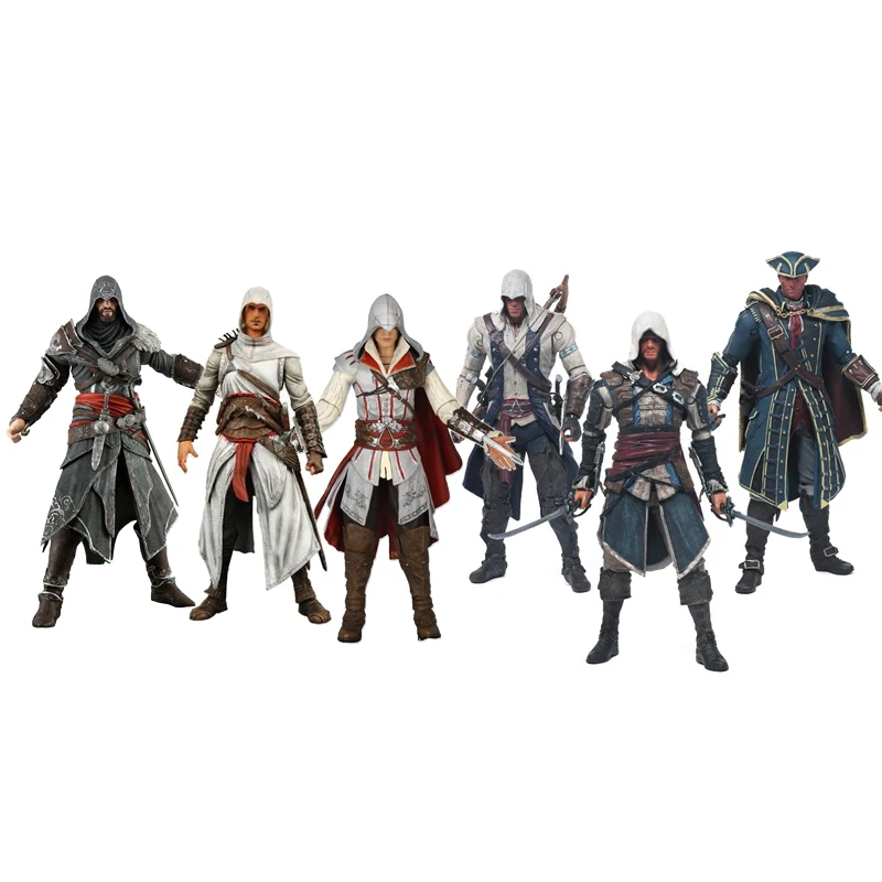 

New 8 Styles NECA Toys Assassins Creed 1-4 Black Flag PVC Action Figures Toys Edward Kenway ETC Collection Model Free Shipping