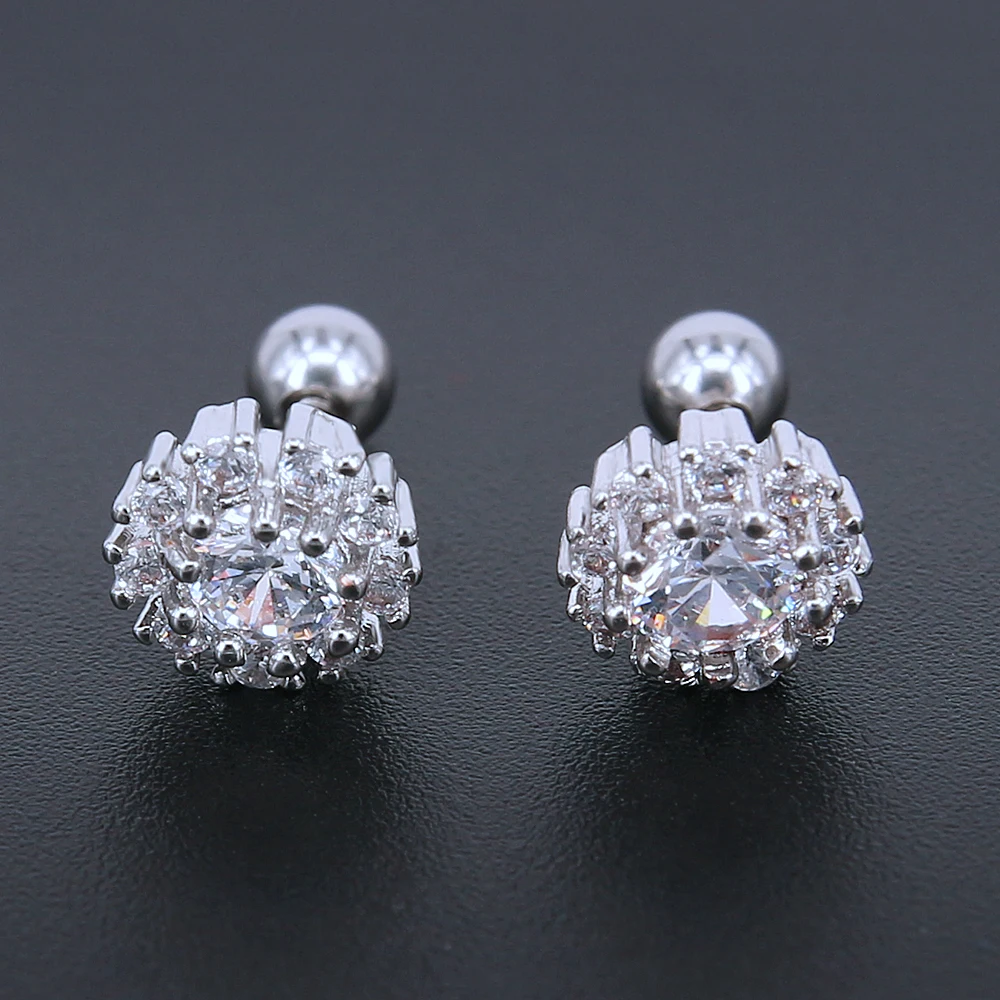 Классические танцевальные серьги-гвоздики из белого камня, серьги-гвоздики из нержавеющей стали для женщин и мужчин, модные новые популярные ювелирные изделия для пирсинга