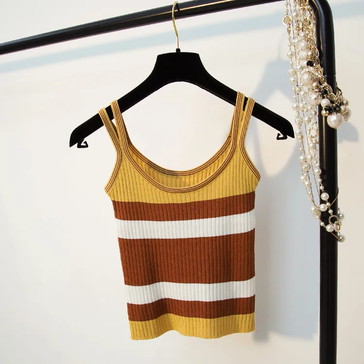 Акция регата женский топ обрезанный женский хлопковый трикотажный Camis короткий тканевый полосатый летний сексуальный и клубный без рукавов