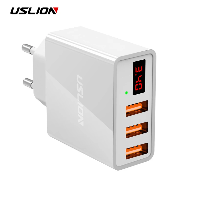 

Display 3 USB Charger, USLION Fast Charging Wall Charger for iPhone Samsung Xiaomi 3.4A Max Universal Mobile Phone USB Charger
