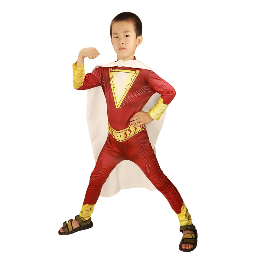 New Shazam Costumes Kids Superhero Cloak Children Party Carnaval Dress Halloween Costumes for Kids  Billy Batson Costume for Boy sexy police woman costume